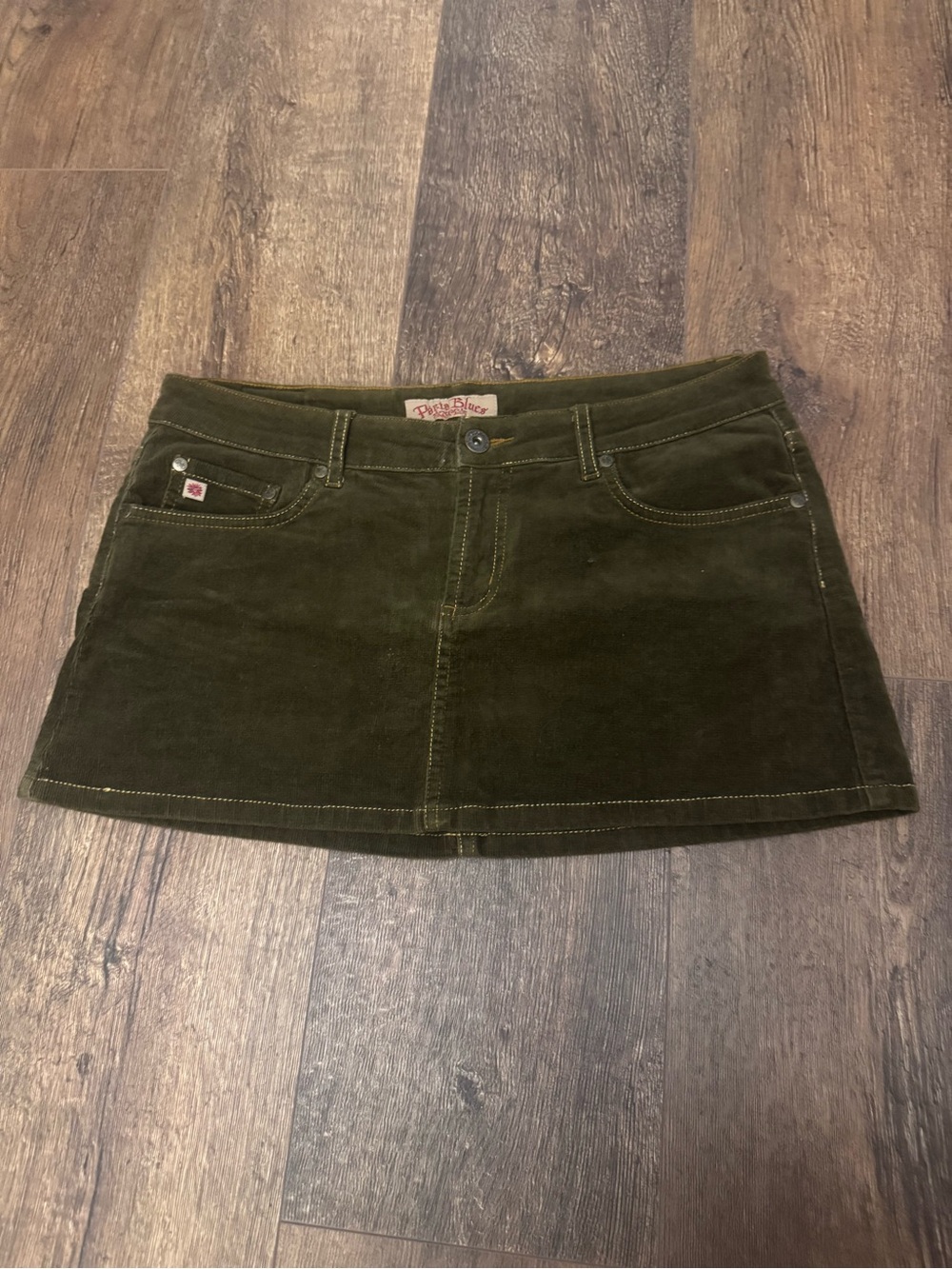 Paris Blues Dark Olive Brown Corduroy Mini Skirt